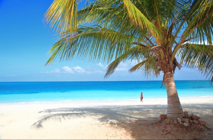 White sand and clear Indian Ocean water on Zanzibar's northern coast